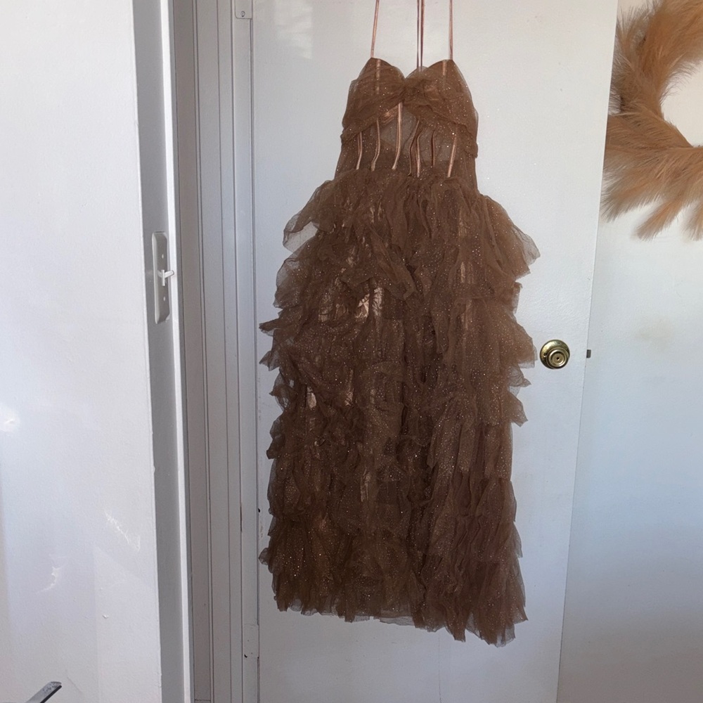 Chic Brown Ruffled Dress